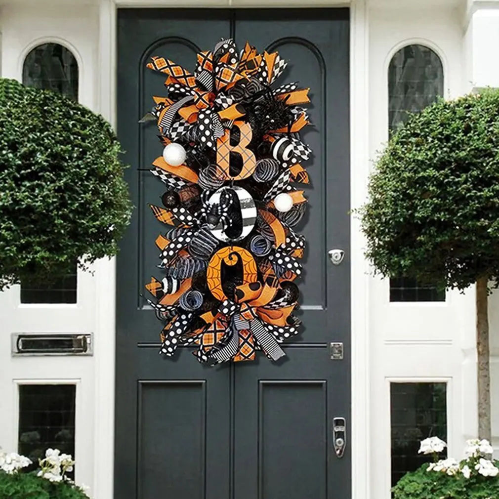 

Венок на Хэллоуин, дверь, подвесная планка на Хэллоуин, гирлянда с тыквой, садовая подвеска, товары для вечерние