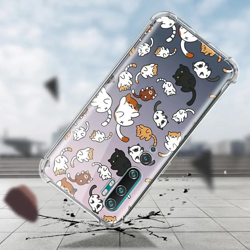 

Cover for Xiaomi Mi Note 10 Pro 10T 5G Poco X3 NFC C3 A2 Lite 9T CC9E Airbag Soft Phone Coque Cases Retro Cute Cats
