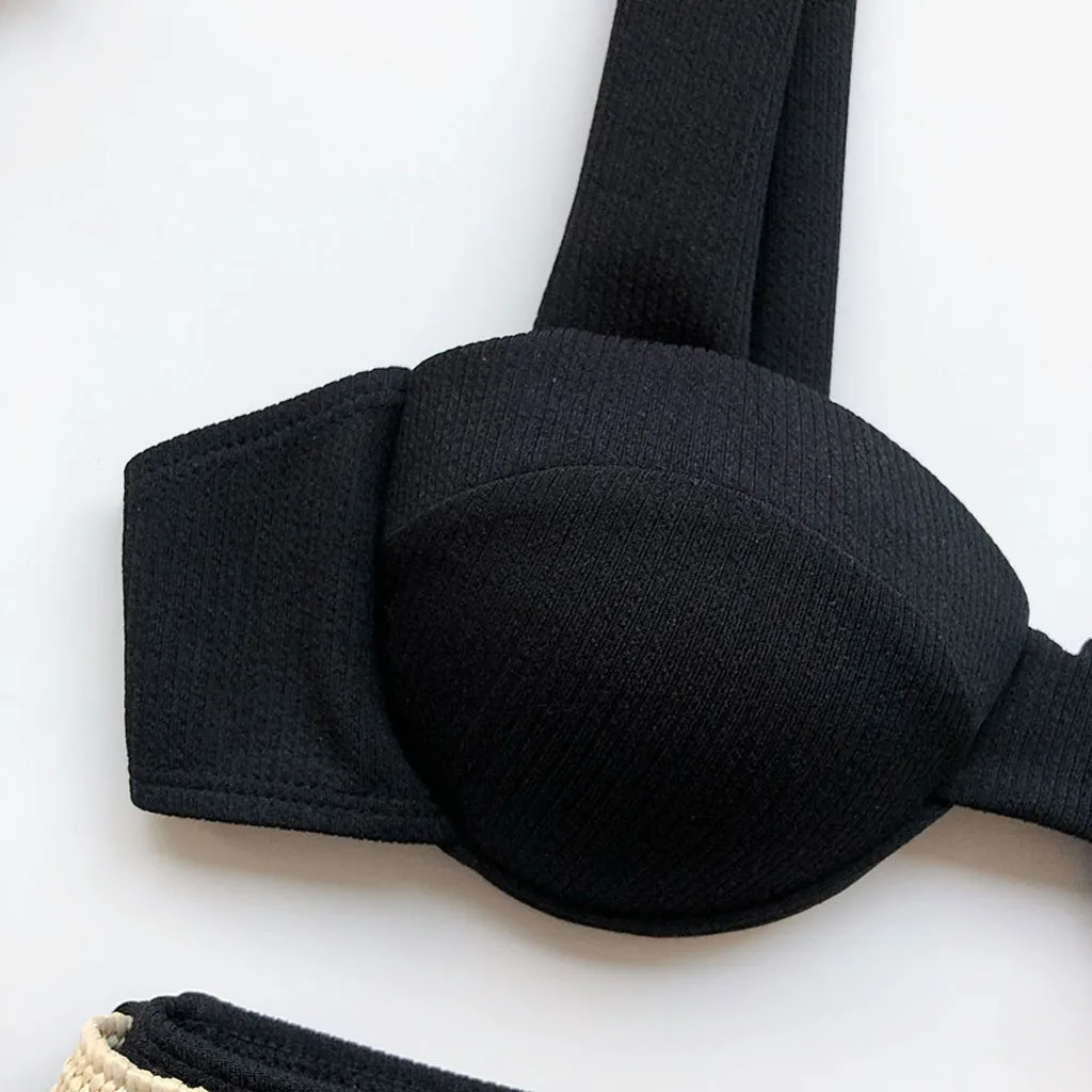 Модный весенний 2020 жесткий женский бикини с высокой талией и разрезом Женский