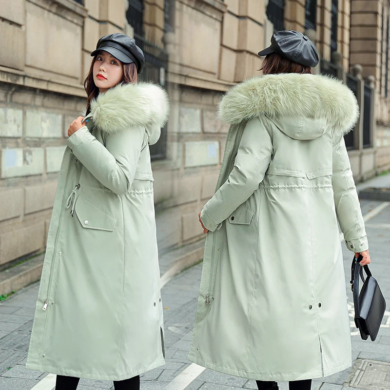 

Women Long Hooded Parka Winter Jacket New Detachable Cotton Liner Parker Parka Coat With Fur Collar Three Ways To Wear