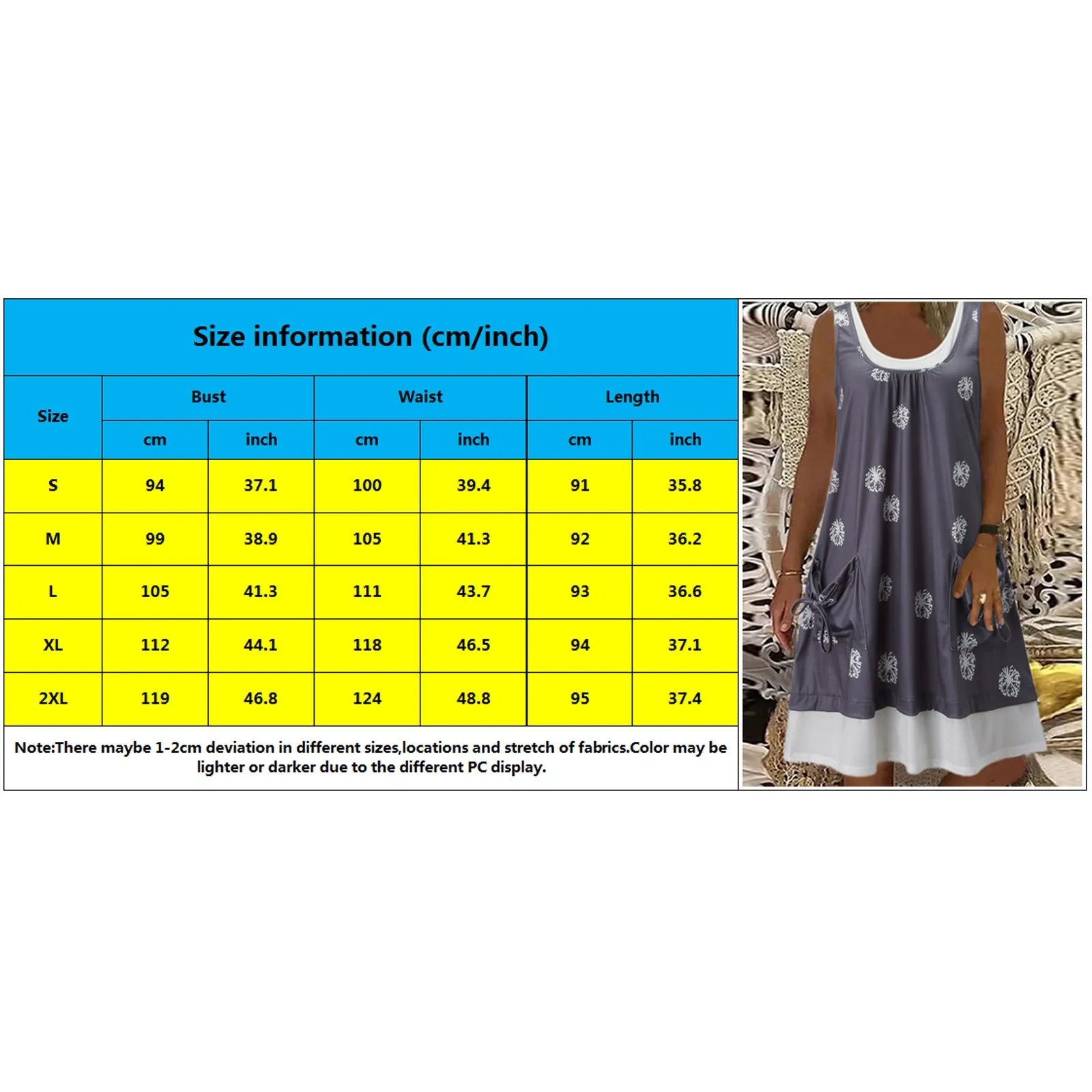 

Women'S Dandelion Summer Midi Dress 2021 Women'S Neckline Sleeveless Vintage Floral Print A-Line Dress Sundress Holiday Dress