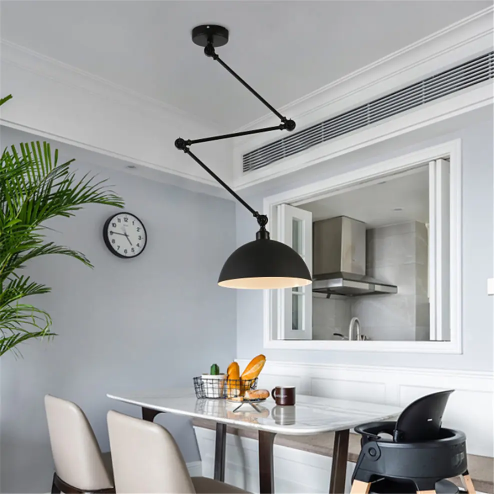 Nórdico moderno retráctil plegable tubo colgante luces para mesa de comedor estudio dormitorio accesorio de iluminación Led Industrial lámpara