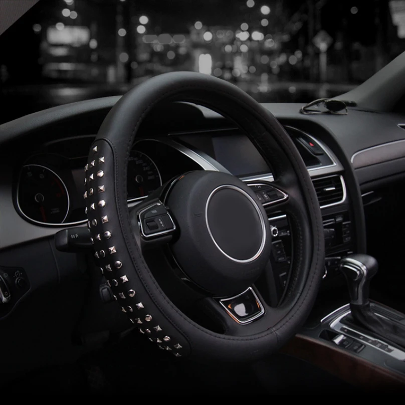 38 см супер классные кожаный чехол рулевого колеса автомобиля обувь на заклепках