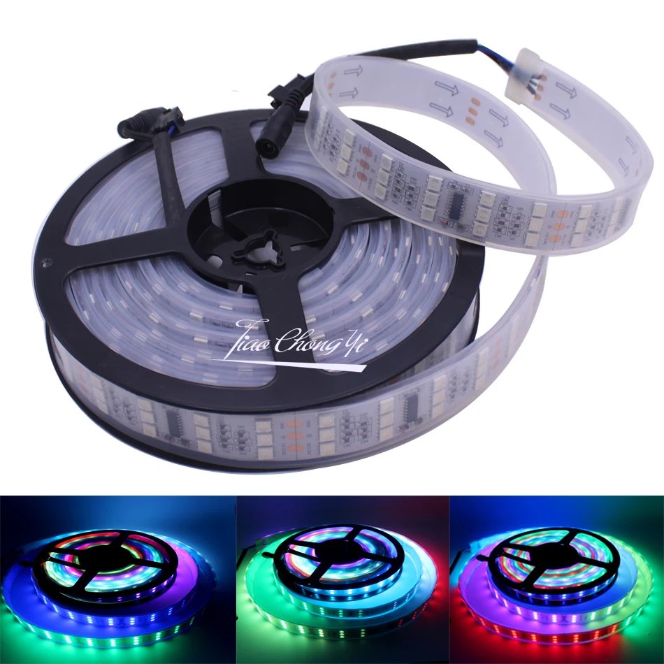 Тройной Ряд 1812 IC 5050 DC12V RGB Сменные цвета мечты Светодиодная лента с RF контроллером
