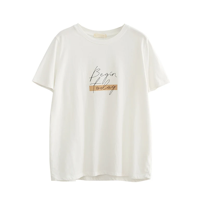 Футболка женская с круглым вырезом и надписью Повседневная Свободная рубашка