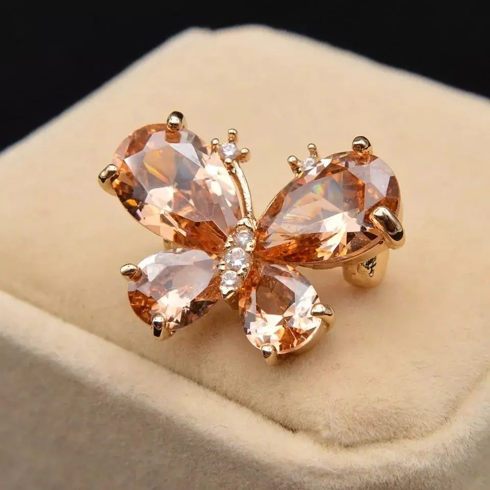 Новый Стиль Синий Циркон бриллиант бабочка булавка для воротника в форме модная