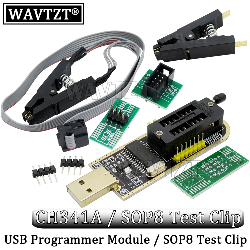 

USB-программатор WAVTZT SOIC8 SOP8 SOP16, зажим для EEPROM 93CXX / 25CXX / 24CXX + CH341A 24 25 Series EEPROM, флеш-BIOS