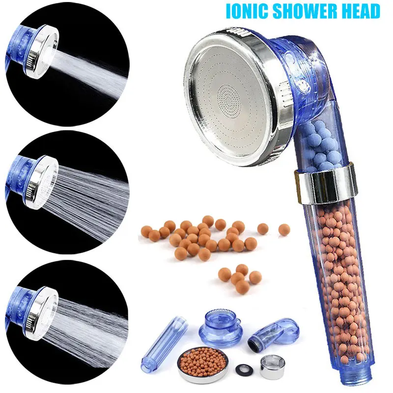 

New Negative Ion Filtered SPA Shower Head Handheld Water Saving Adjustable 3-Way Spray Nozzle Heads NE