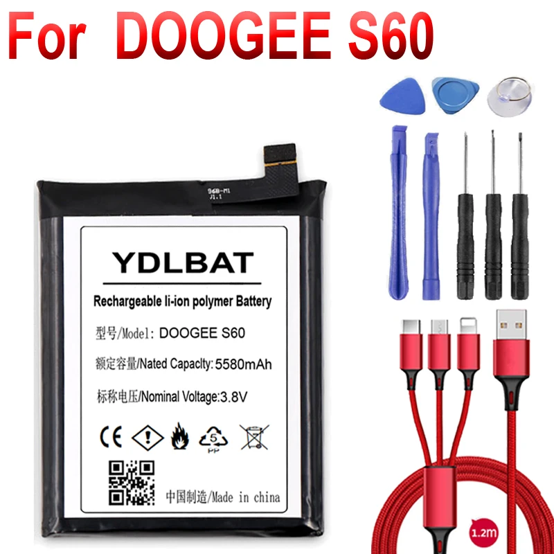 Для DOOGEE S60 BAT17M15580 & BAT17S605580 Замена 5580 мА/ч Запчасти запасная батарея смарт телефон +