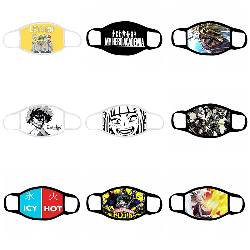 

Маска унисекс с мультяшным принтом и надписью «Моя геройская Академия», забавные женские маски, моющиеся многоразовые маски, защитные удоб...