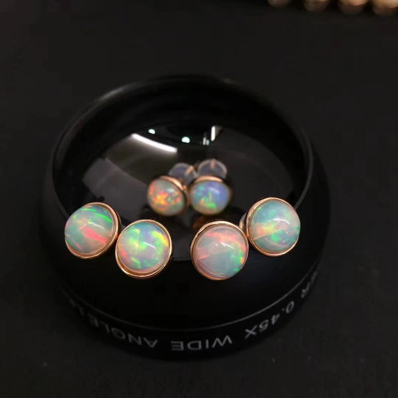 Женские серьги из серебра 100% пробы с натуральным опалом 8 мм | Украшения и