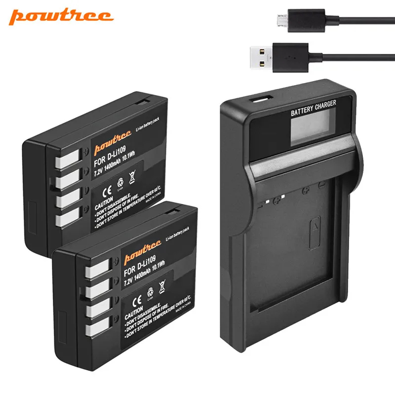 Powtree для PENTAX D LI109 Li Ion DLI109 батарея + USB ЖК дисплей Зарядное устройство Pentax K 30 50 500 S1
