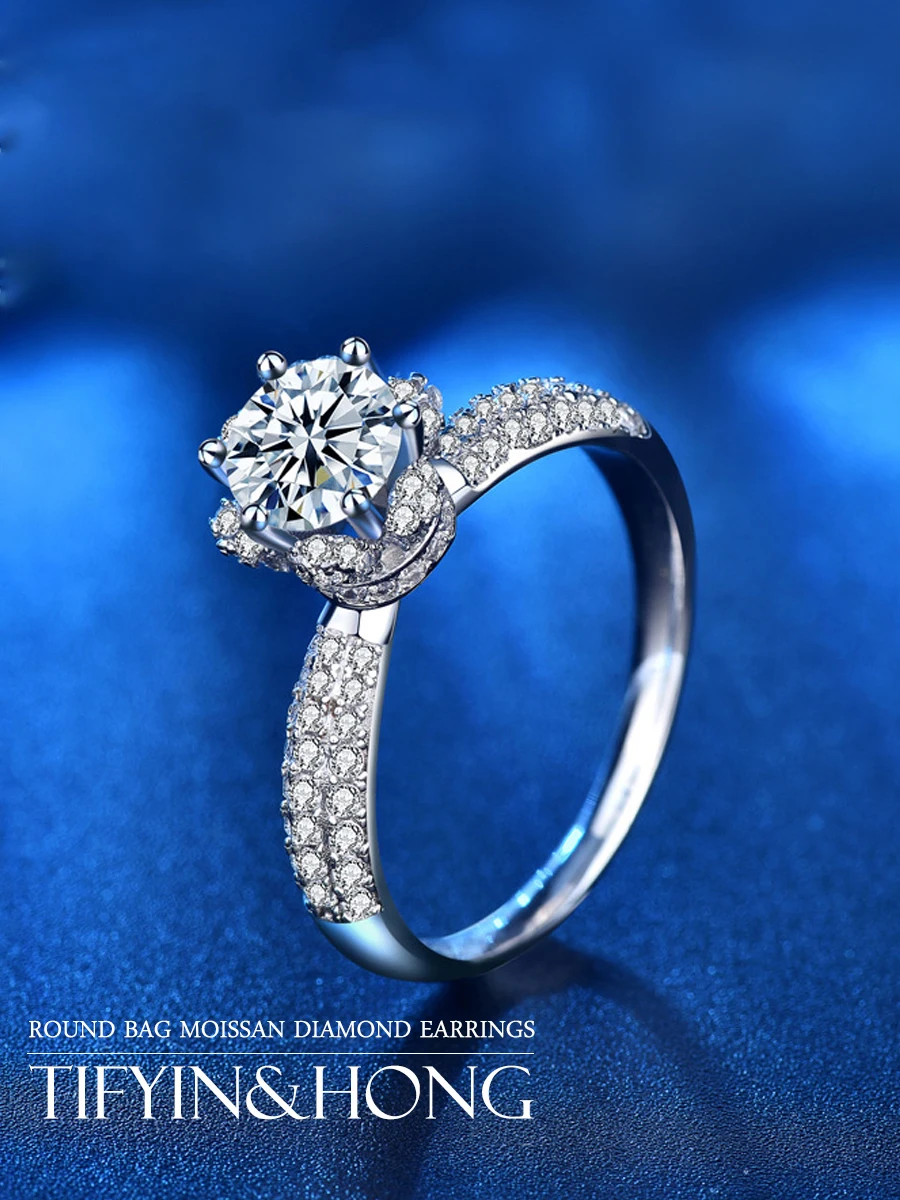 

Кольцо из серебра S925 с муассанитом, ледяная и Снежная королева, милый и романтический стиль, праздничный подарок, эксклюзивное для пар