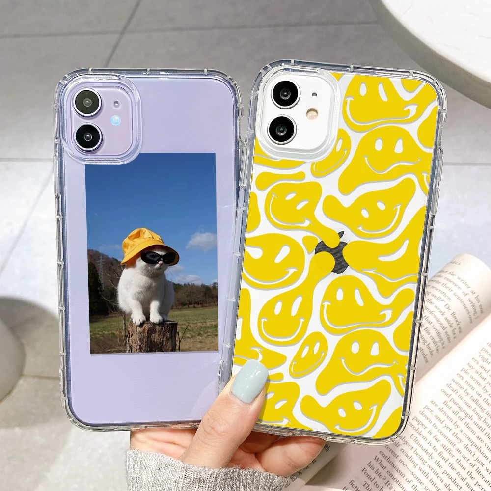 

Funny Smile Cute Cat Case For iPhone 11 Case iphone 13 Pro Max Cat Funda 7 8 6S Plus XR SE 2020 XS Max Clear Shockproof Cover
