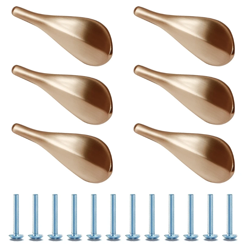 

6Pcs Golden Leaf Knobs Handles Pulls Fashion Art Deco Style Leaf-Shaped Drawer Cabinet Wardrobe Door Pulls