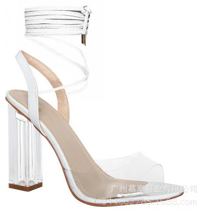 

Crystal heel strap fashion color matching sandals