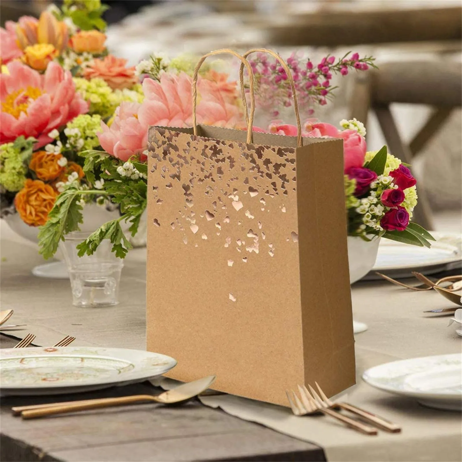 

20pcs Kraft Paper Bags 20X16X8cm Small Paper Gift Bags Paper Bags With Handles Paper Shopping Bags Party Paper Packing Bag