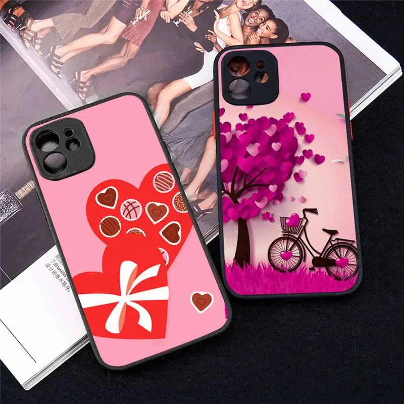 

heart color love fashion Phone Case Matte Transparent for iPhone 7 8 11 12 s mini pro X XS XR MAX Plus cover funda