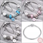 Оригинальные синие хрустальные бусины из стерлингового серебра 100% пробы, подходят для браслетов и ожерелий Pandoraa, изящные подарочные украшения