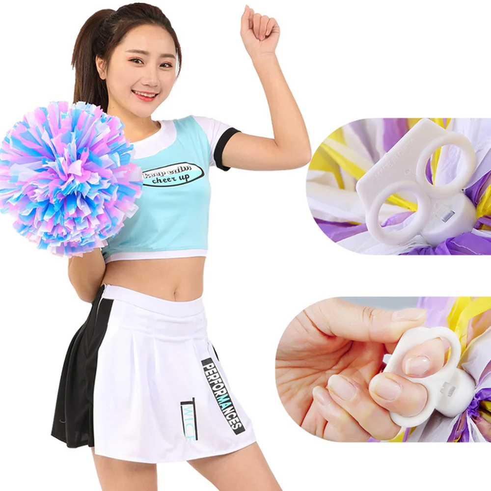 

4pcs Reusable Matte Cheering Poms Spirited Fun Cheerleading Pom Poms Kit Colorful Cheer Props with Ring for Performance Competit