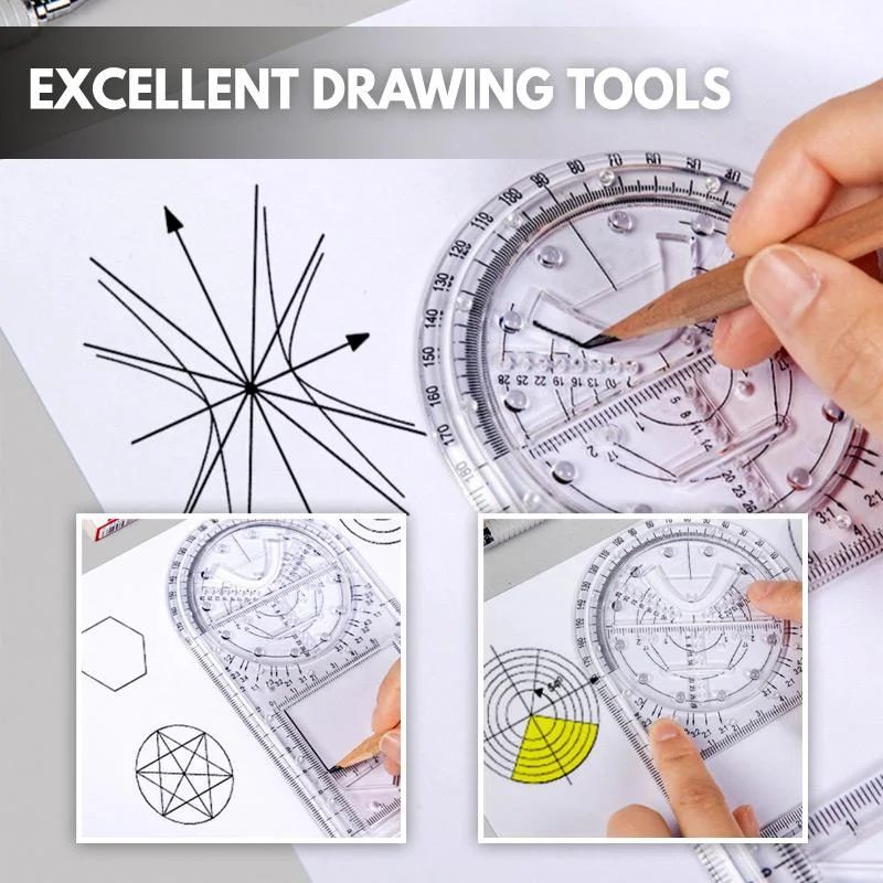 

Multifunctional Geometric Ruler Drawing Ruler Rotatable Ellipse Ruler Measuring Angle Circle Gauge
