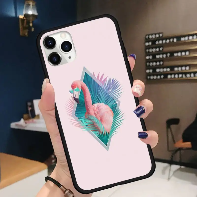 

Flamingo pink love cute Phone Case for iPhone 11 12 pro XS MAX 8 7 6 6S Plus X 5S SE 2020 XR Soft silicone