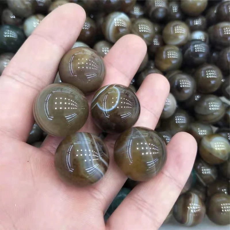 

5 шт., сферические шарики из натурального коричневого агата, кварца, кристалла, для исцеления Рейки, 20 мм