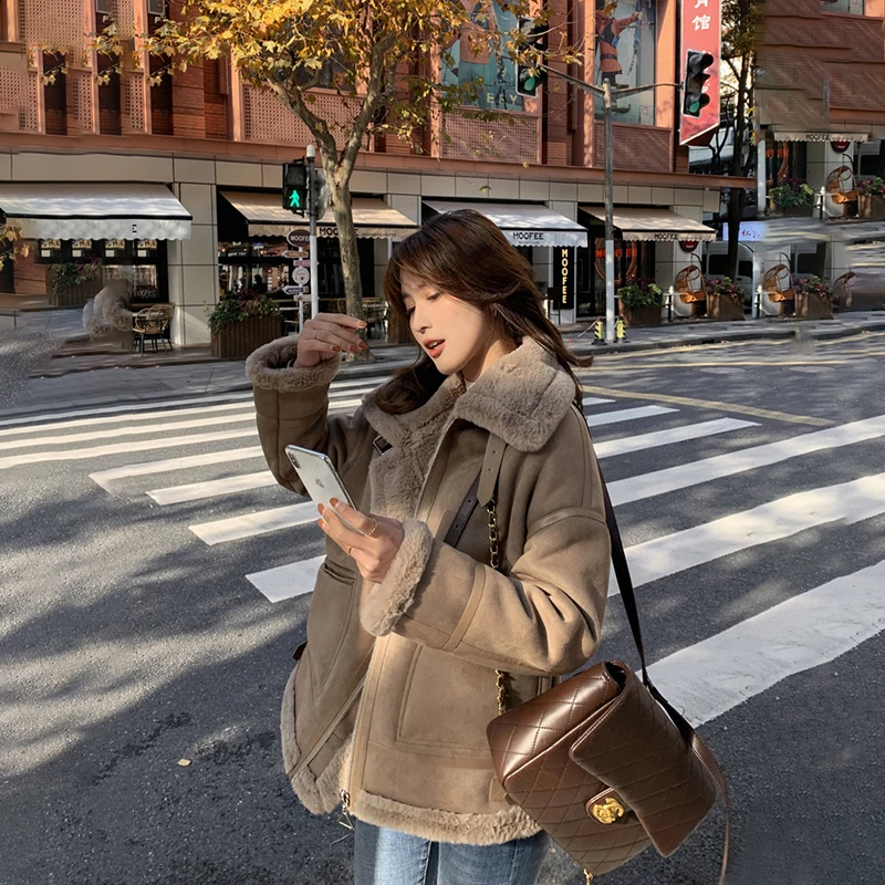 Женское зимнее пальто из овечьей шерсти новинка 2021 Корейская кашемировая