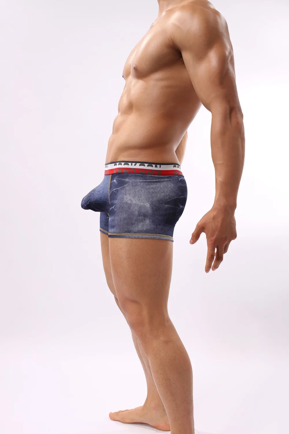 Горячее нижнее белье мужские шорты боксеры имитация джинсовой ткани сексуальные