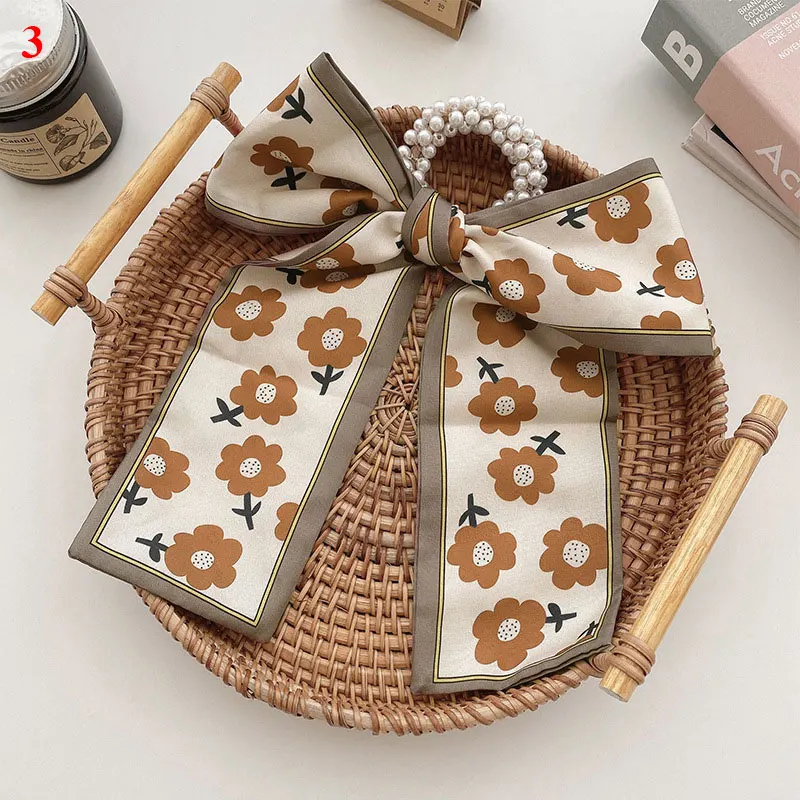 

Милые цветочные резинки для волос, Длинные ленты с жемчугом, резинки для волос с бантом, резинки для волос для женщин, жемчужный цветочный пр...