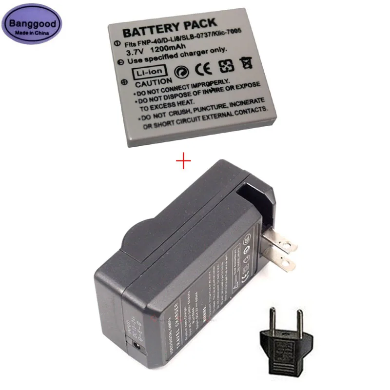 

1200mAh FNP-40 FNP40 Camera Battery + AC Charger for FUJIFILM NP40 NP-40 BENQ DLI-102 KODAK KLIC-7005 PENTAX D-LI8 D-Li85 Samsun