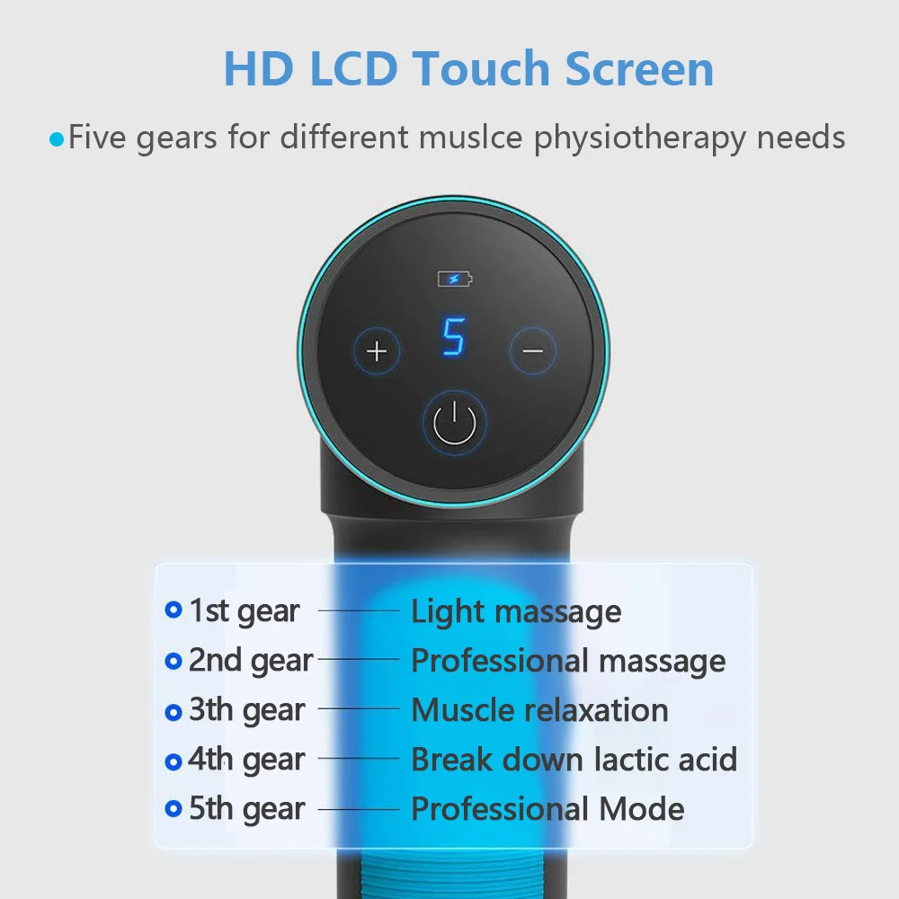 5-скоростной массажный пистолет с 6 насадками | Красота и здоровье