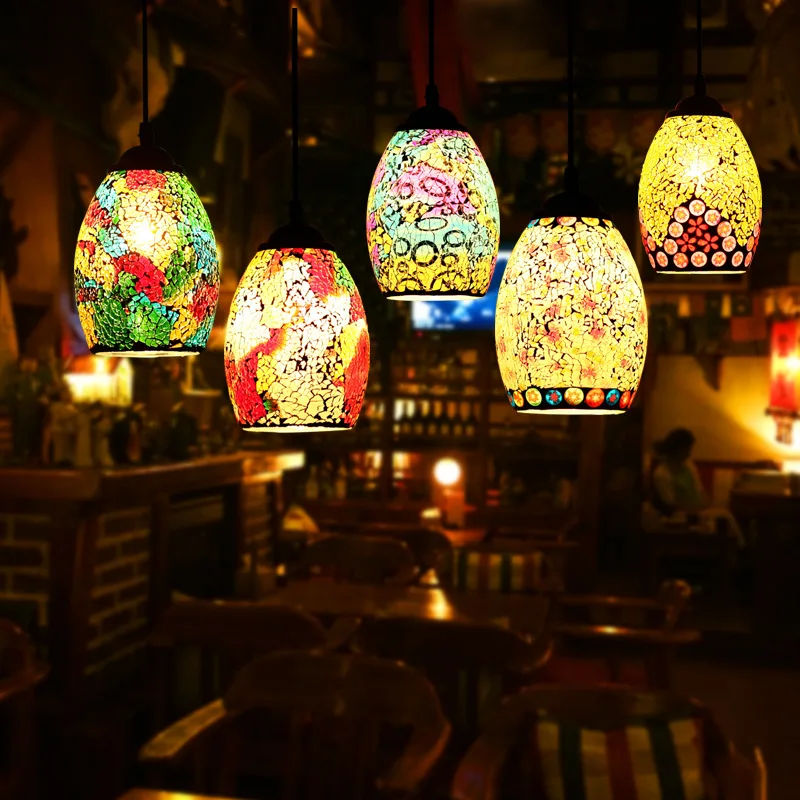 

Masek Restaurant And Cafe Retro Bar Counter Aisle Single Head Mediterranean Creative Chandelier Indoor Decorative Lights