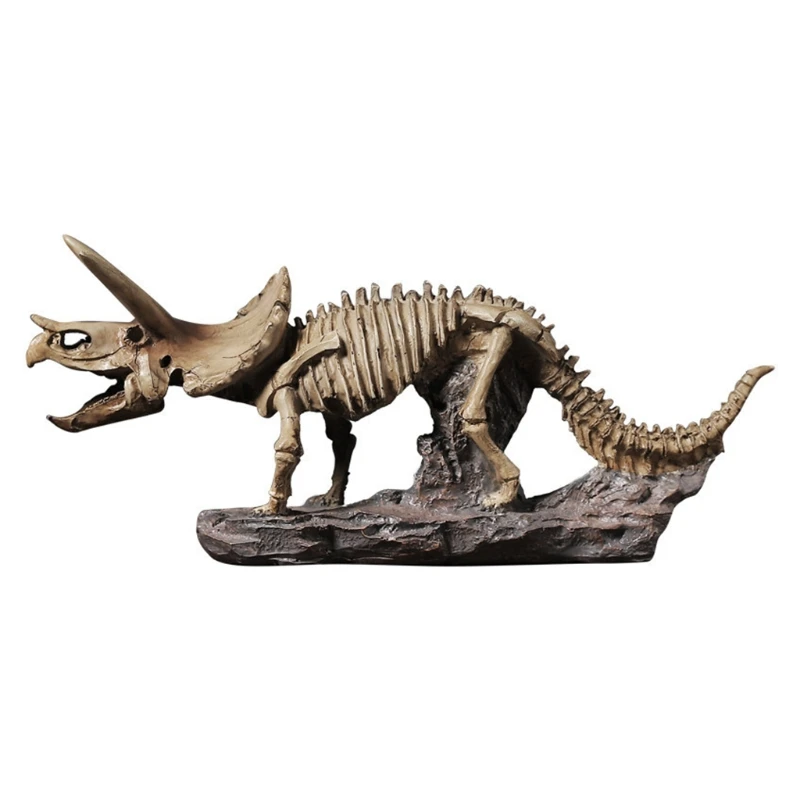 

13 Inch Vintage Triceratops Dinosaur Skeleton Decoration Resin Statue Display Craft Sculpture Animal Model Ornaments Home W3JC