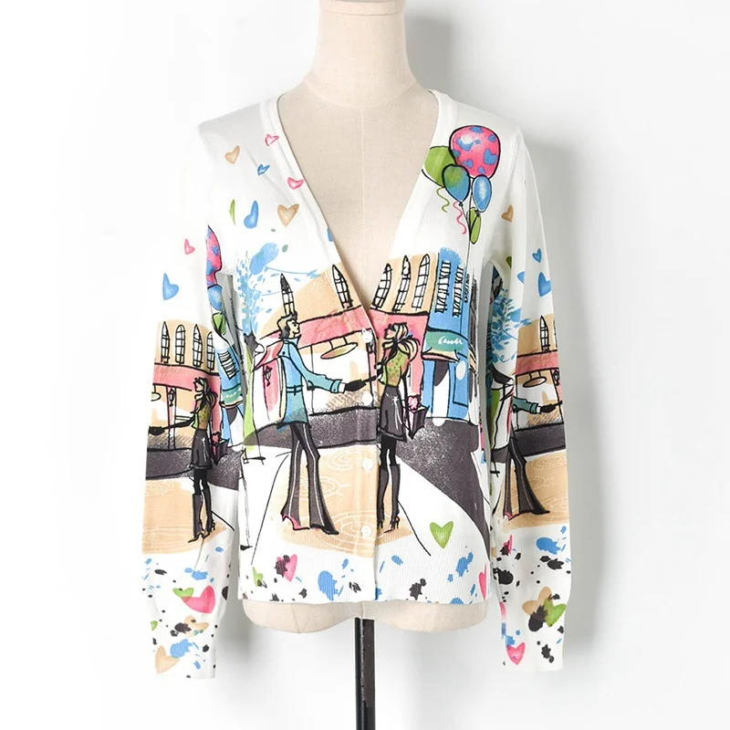 Новинка 2019 женские кардиганы с длинным рукавом романтичный свитер принтом Love и