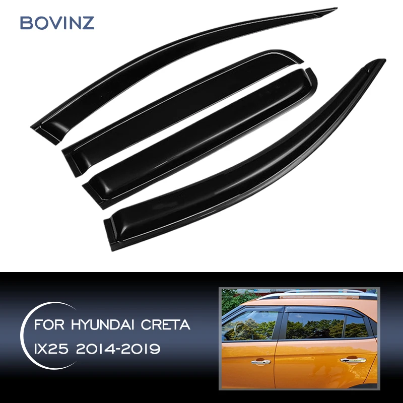 Оконный козырек для Hyundai Creta IX25 2014 - 2019 4PCS боковой вентиляционный дефлектор защиты от солнца и дождя Slim Style Rainwear Shield on.