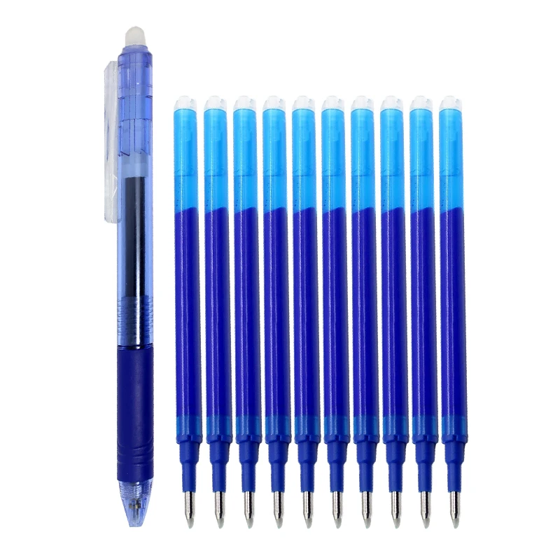 

11PCS/lot 0.5mm Erasable Ballpoint Pen Set Blue/Black/Green/Red Ink Magic Erasable Refill for School Office Student Writing Tool