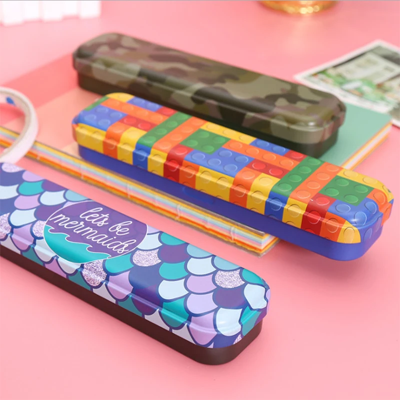 Creative Metal Stationery Box Korean Multi-Functional Tin Pen For Primary School Students | Канцтовары для офиса и дома
