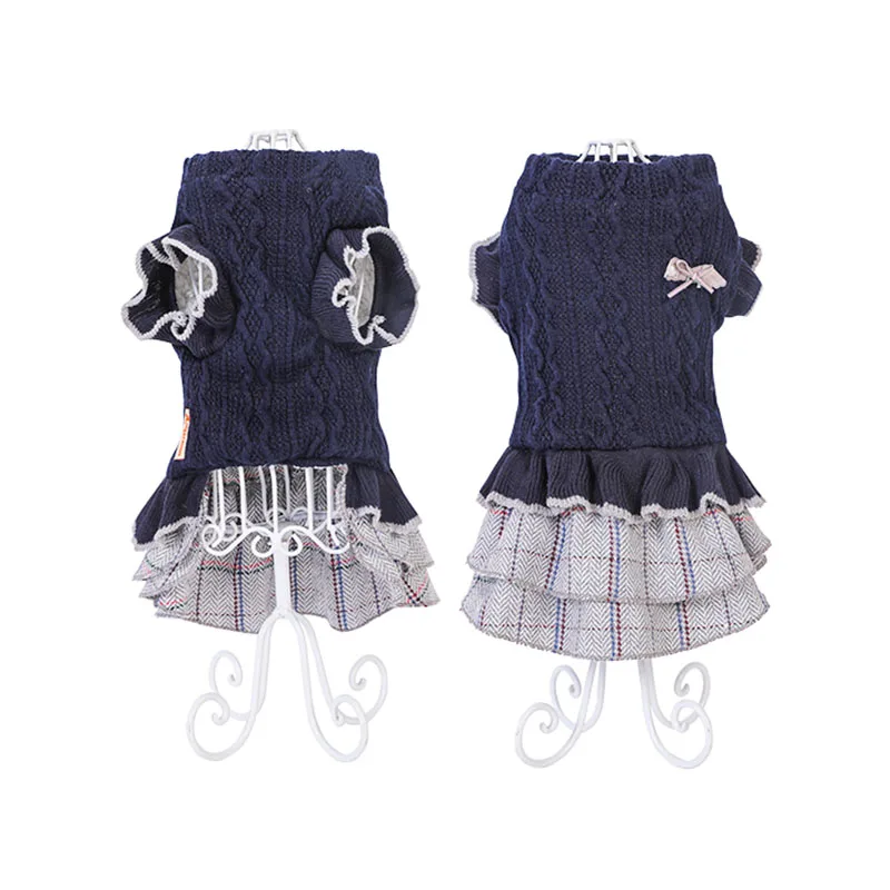 Милое клетчатое зимнее платье принцессы маленький щенок юбка-пачка с