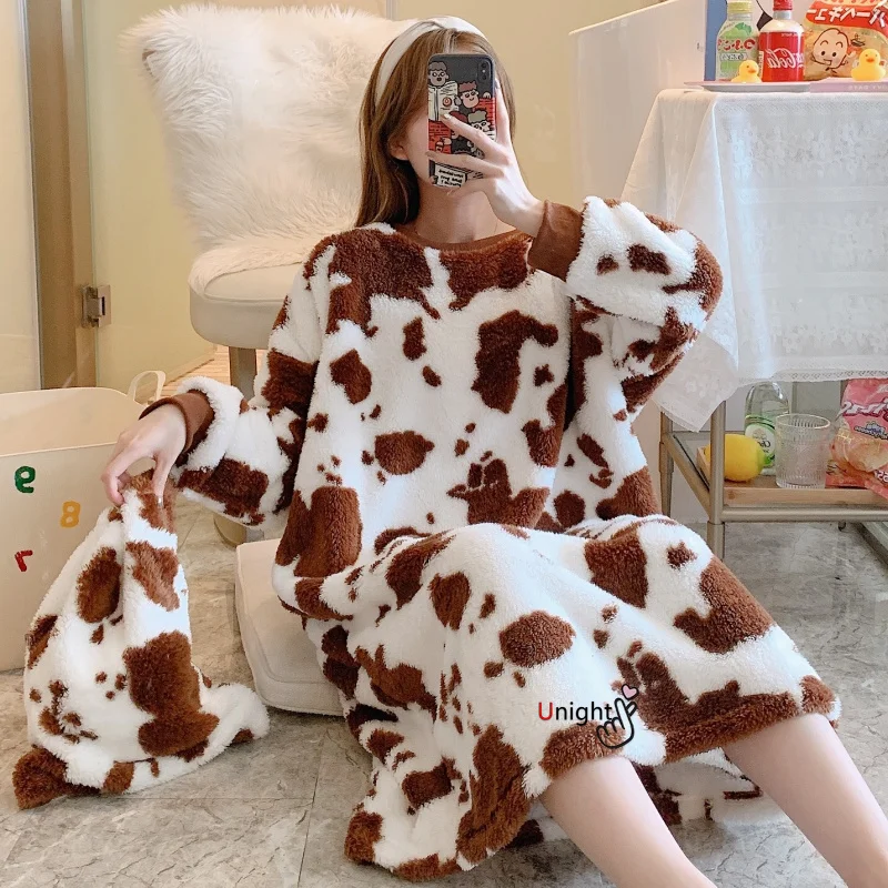 Ночная рубашка из кораллового флиса большого размера 5xl женская зимняя теплая