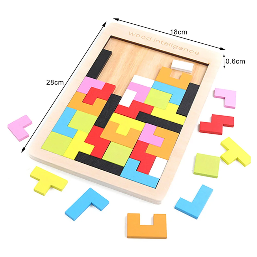 

Colorful Wooden Puzzle Brain-Teaser Building Blocks Game Wood Puzzles Intelligence Educational Gift for Children