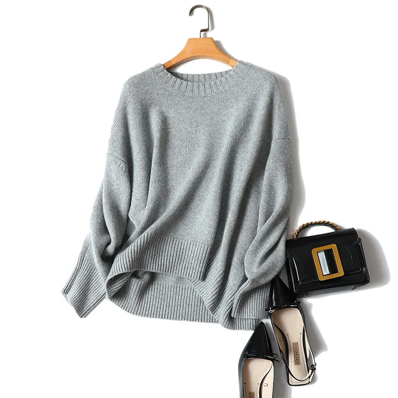 

european star style crew neck loose women sweater autumn winter new clssic casual fashion 100% pure cashmere sweaters pullover