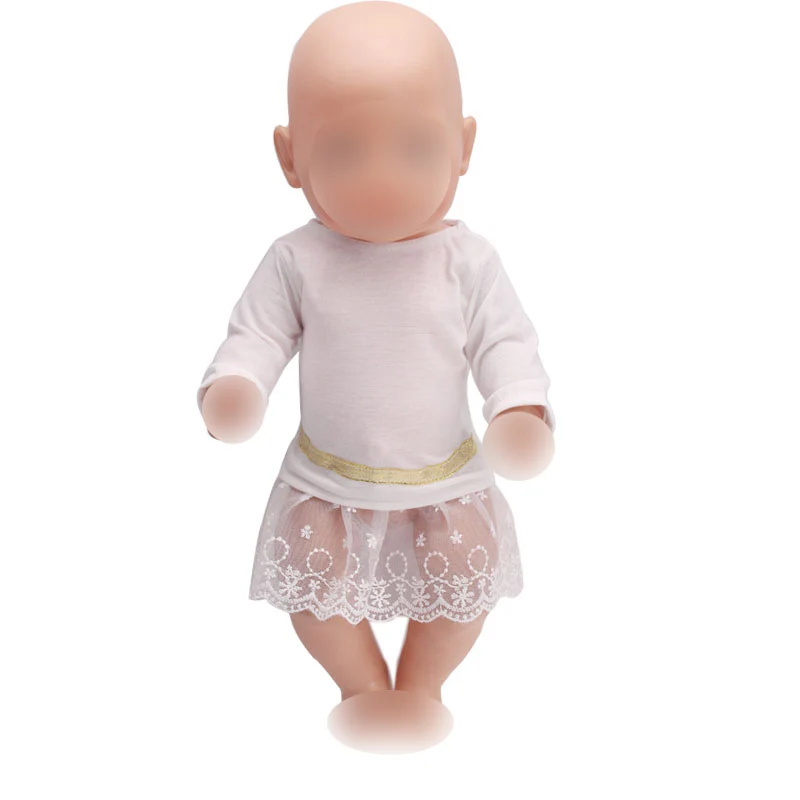 43 см детские куклы платье для новорожденных простое белое игрушки юбка