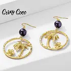 Женские серьги из кокосового дерева и плюмерии, сережки золотого цвета в гавайском стиле, Ювелирное Украшение для лета, 2020