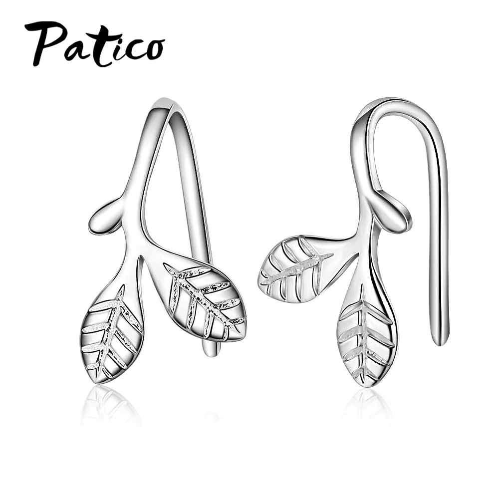 Женские серьги клипсы в форме листьев из стерлингового серебра 925 пробы с
