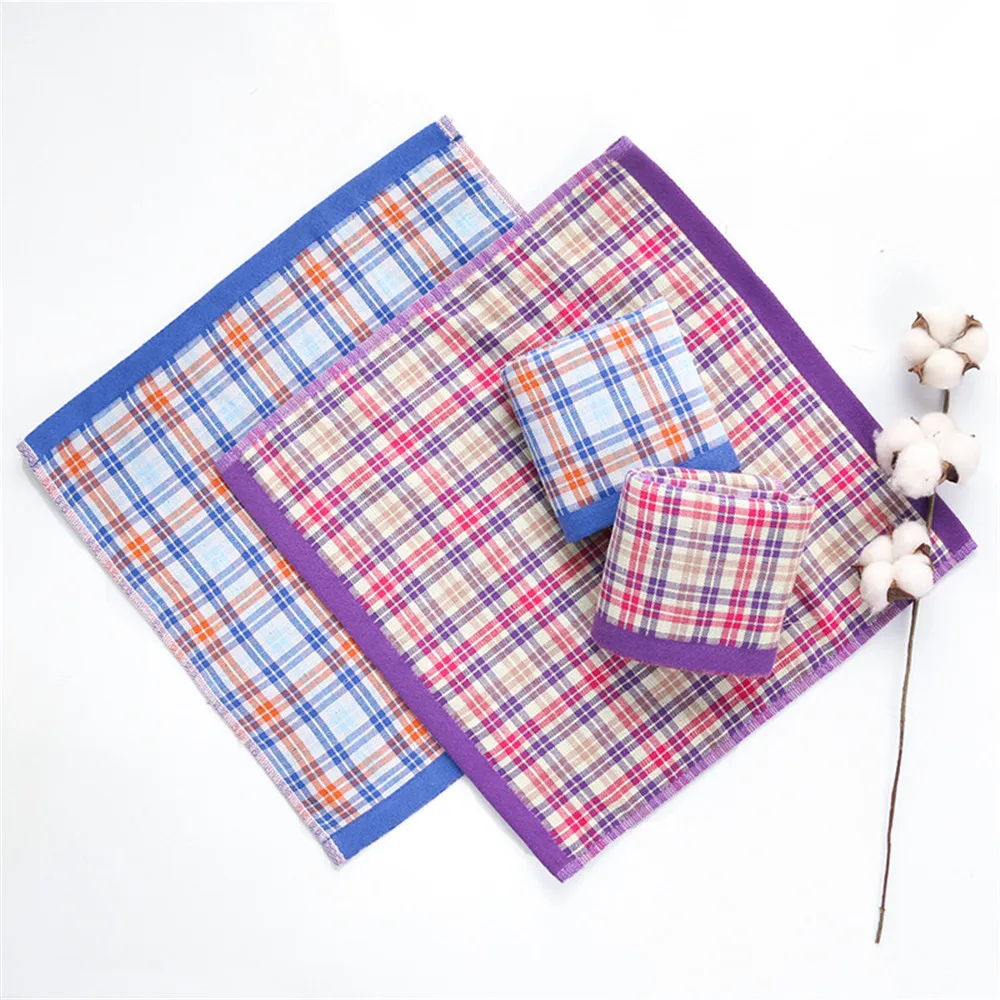 35 см хлопковое клетчатое полотенце для рук сухая рука фиолетовое синее пляжное