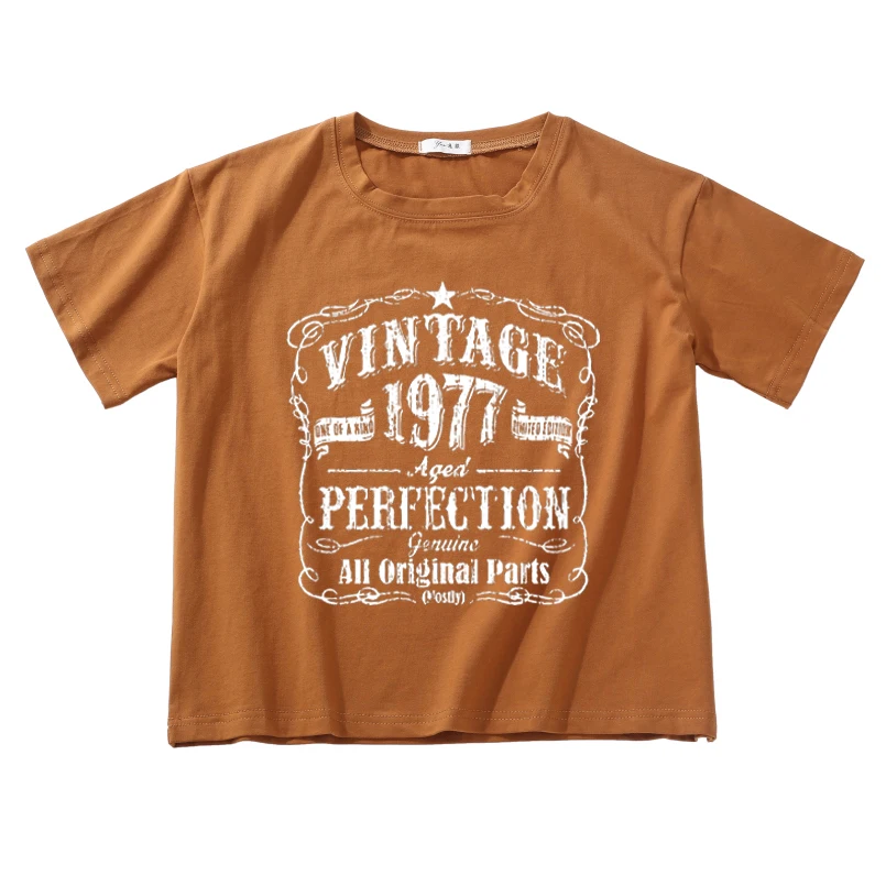 

vintage 1977 perfection all original part crop top women letter printed short T Shirt women korean sexy crop tops women clothing