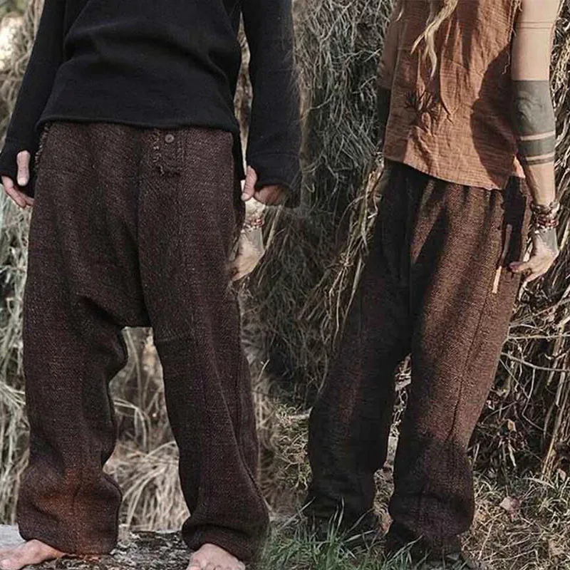 Брюки мужские свободные в средневековом стиле льняные хлопковые брюки-султанки