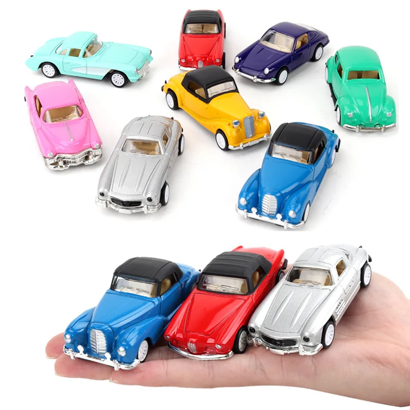 Детский игрушечный автомобиль костюм 1: 64 детские игрушки маленький сплав автомобиль ретро-автомобиль 8 шт./компл. оттяните назад с игровой коврик