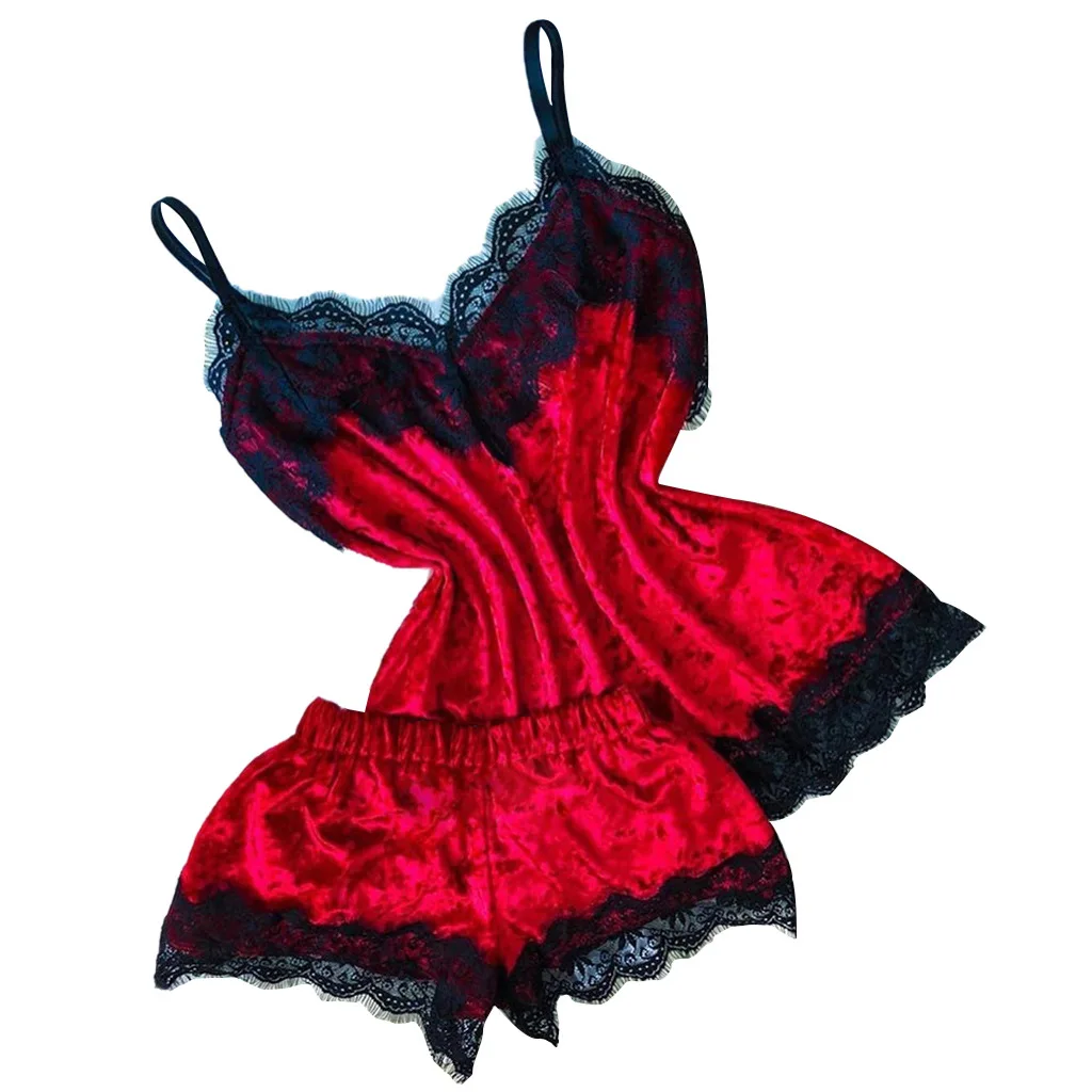 

Sexy Lingerie Set Velvet Sleepwear Women's Pajama Set Sexy Temptation Babydoll Nightwear Cute Cami Top And Shorts Pijama Mujer E